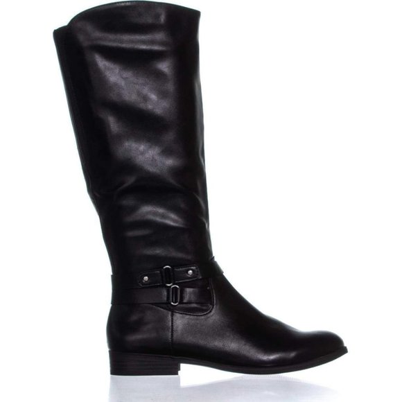 Style & Co. Womens Kindell Faux Leather Round Toe Riding Boots Black 5-7.5M - Picture 1 of 6